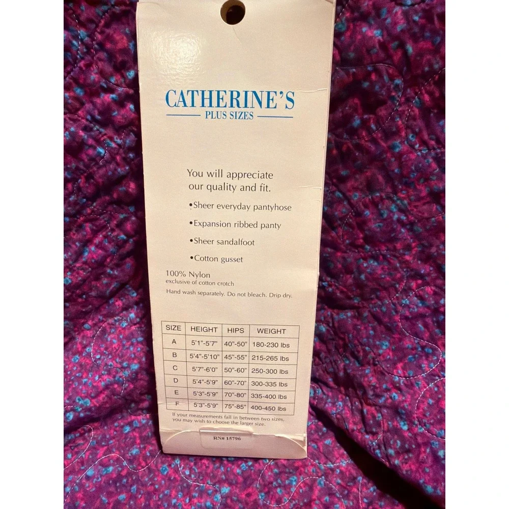 Catherines Plus Size Daysheer Pantyhose Black Size C Sheer Sandalfoot RN 15796